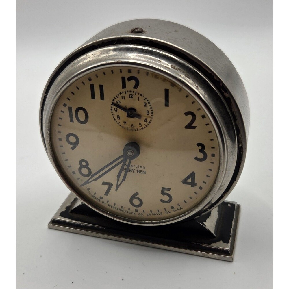 Vtg 30s Westclox Baby Ben Style 4 Alarm Clock Keeps Time Broken Alarm Spring